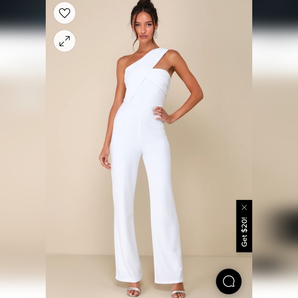 Lulus Elegant White One-Shoulder Jumpsuit "Devoted To Fun"